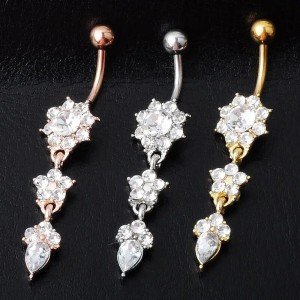 ZAKOL Flower Crystal Zircon Belly Button Ring