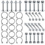 60PCS Stainless Steel Body Piercing Jewelry Set