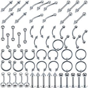 8/60PCS Stainless Steel Piercing Jewelry Set