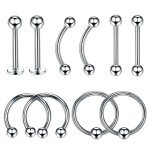 60PCS Stainless Steel Body Piercing Jewelry Set