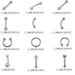 8/60PCS Stainless Steel Piercing Jewelry Set