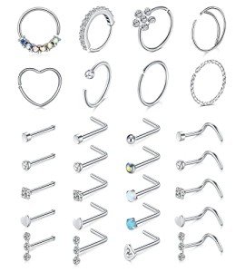 28-Piece Stainless Steel Nose Ring Set