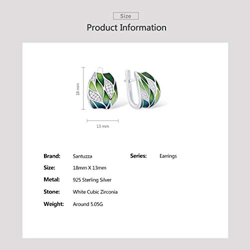 Santuzza 925 Silver Bamboo Leaves Cubic Zirconia Earrings