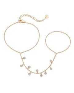 Dainty Yellow Gold Plated Hand Chain Bracelet
