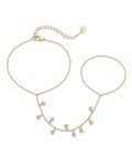 Dainty Yellow Gold Plated Hand Chain Bracelet