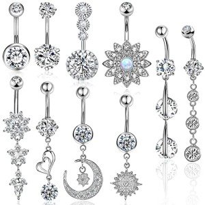 Set of 10 Surgical Steel Belly Button Rings