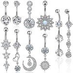 Set of 10 Surgical Steel Belly Button Rings