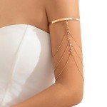 Gold Crystal Bead Tassel Arm Chain Bracelet