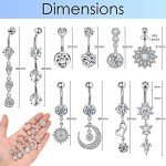 Set of 10 Surgical Steel Belly Button Rings