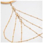 Gold Crystal Bead Tassel Arm Chain Bracelet