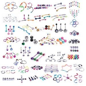 120PC Body Piercing Jewelry Set - Mixed Styles