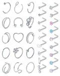 33PC Stainless Steel Nose Rings & Hoops Set