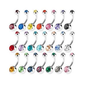 15 PCS Colorful Surgical Steel Belly Button Rings