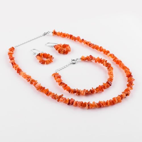 Mexican Fire Opal Crystal Bead Jewelry Set