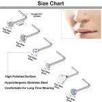 36 Pcs Stainless Steel Nose Rings for Women
