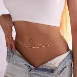 Dainty 14K Gold Plated Pearl Bead Belly Chain