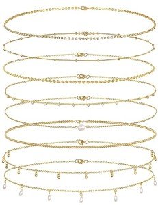 8Pcs 18K Gold Plated Belly Chain Set for Women
