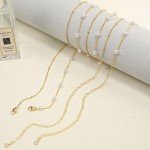 Dainty 14K Gold Plated Pearl Bead Belly Chain
