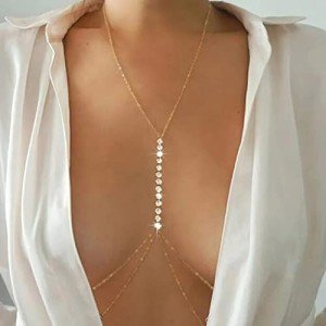 Layered Gold Rhinestone Body Chain for Women