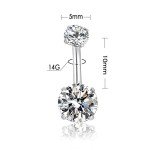 14G Surgical Steel Belly Button Rings with Zirconia