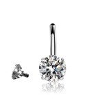 14G Surgical Steel Belly Button Rings with Zirconia