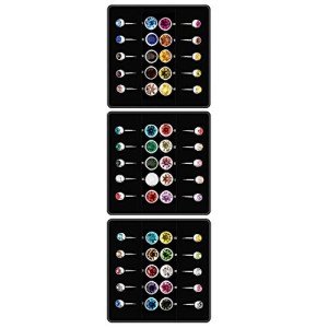 30 Colorful Crystal Belly Button Rings Set