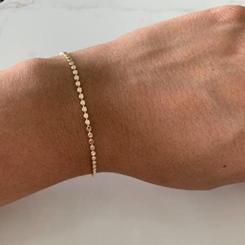18k Gold Plated Dainty Dot Link Bracelet for Women