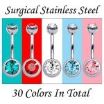 Colorful Crystal Belly Button Ring Set - 30 Pieces