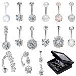 15Pcs Dangle Belly Button Rings for Women