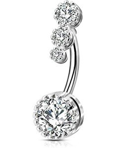 Clear CZ Belly Button Rings - Surgical Steel