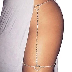 Rhinestone Heart Leg and Waist Chain Jewelry