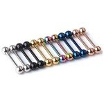 Colorful 12pc Stainless Steel Tongue Ring Set
