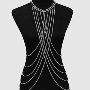 Silver Body Chain Crossover Jewelry for Women