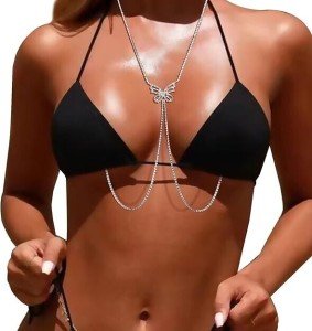 Rhinestone Butterfly Body Chain Necklace for Nipple