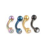 8mm Titanium Anodized Curved Barbells with Gems