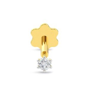 14K Gold Natural Diamond Nose Pin Stud