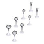 8Pcs 16G Opal CZ Lip Rings and Studs