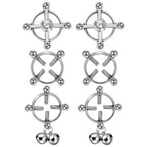 6 Pcs Non-Piercing CZ Stainless Steel Nipple Rings