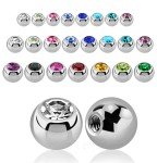 5-Pack Surgical Steel Gem Ball Body Jewelry