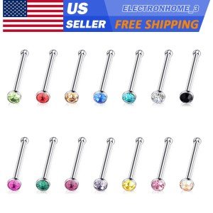 14pc Colorful CZ Nose Stud Set in Steel