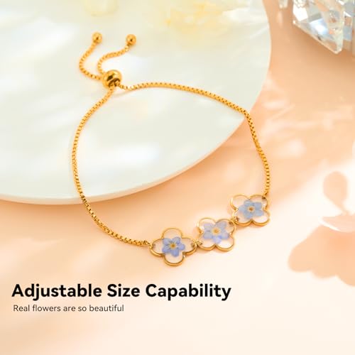 Real Wildflowers Bracelet - Nature-Inspired Dainty Floral Jewelry