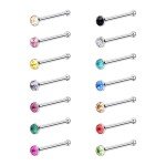 14pc Colorful CZ Nose Stud Set in Steel