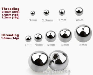 10 Pack Surgical Steel Threaded Ball Jewelry Parts