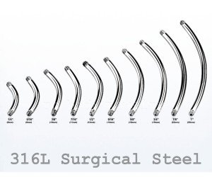Curved Surgical Steel Eyebrow Ring - Multiple Sizes