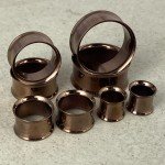 Chocolate Gold Steel Double Flare Tunnel Plugs