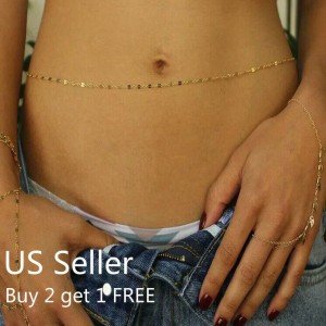 Sparkling Rhinestone Waist Chain for Beach Days