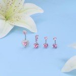 Cute Pink Heart Surgical Steel Belly Button Ring