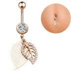 14G Stainless Steel Dangle Belly Button Ring