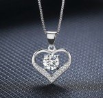 Sterling Silver Heart CZ Pendant Necklace 18