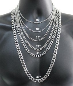 Silver Stainless Steel Cuban Curb Chain Necklace